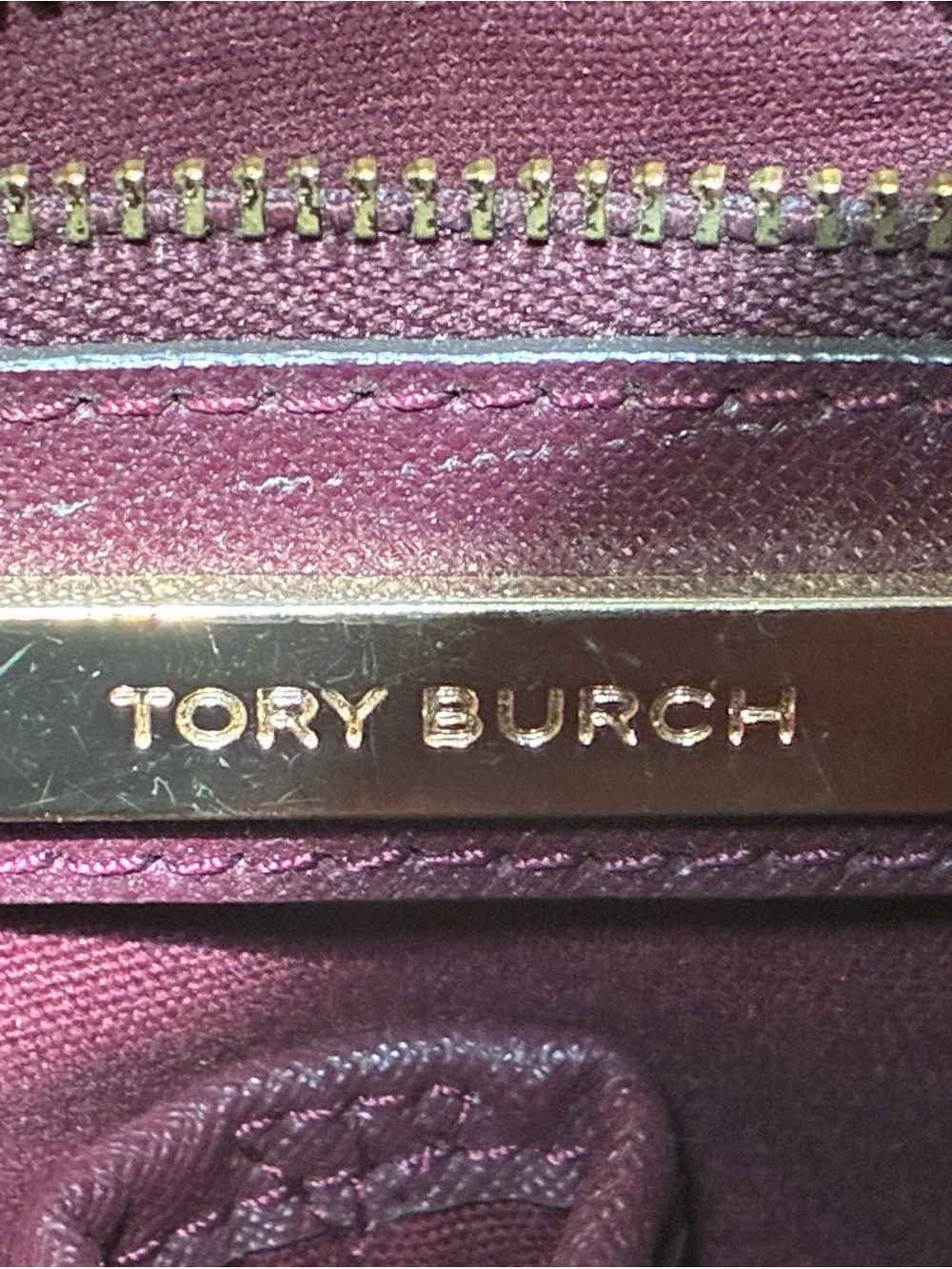 Tory Burch Structured Double-Handle Tote in Plum